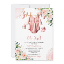 Rosa Kleidung Kinderdusche Einladung