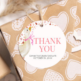 Rosa Kleine Alberne Gänsedusche Runde Geschenkanhänger