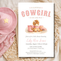 Rosa kleine Cowgirl-Aquarell-Baby-Party