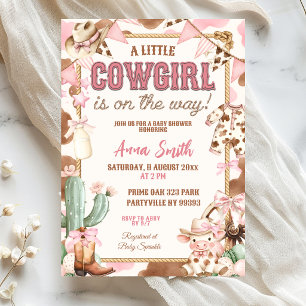 Rosa kleine Cowgirl auf dem Weg Baby Shower Einladung