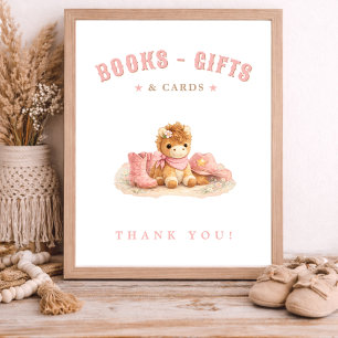 Rosa kleine Cowgirl Baby Shower Karten Bücher Gesc Poster