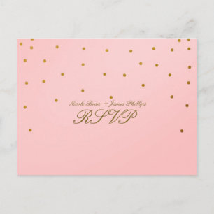 Rosa & kleine goldene Konfetti-RSVP-Hochzeitspostk Einladungspostkarte