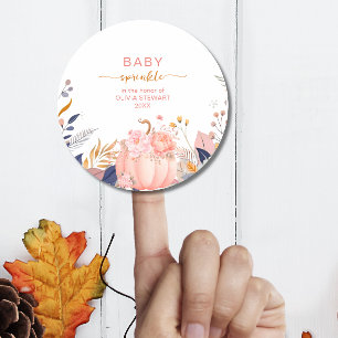 Rosa kleine Kürbis-Baby-Sprinkle-Klassiker rund Runder Aufkleber