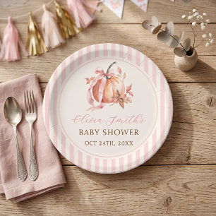 Rosa kleine Kürbis-Mädchen-Baby-Party-Papierteller Pappteller