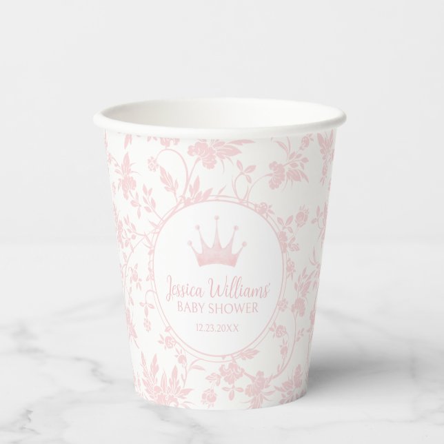 Rosa kleine Prinzessin Baby Duschpapiertassen Pappbecher (Vorderseite)
