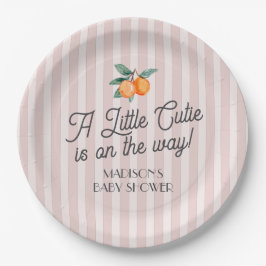 Rosa kleine Süsse auf dem Weg Citrus Baby Dusche Pappteller