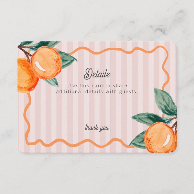Rosa Kleine Süsse Pastellzitrusdetails einfügen Begleitkarte (Vorderseite)
