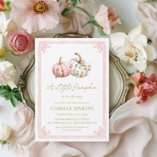 Rosa Kleiner Kürbis Mädchen Baby Shower Einladung