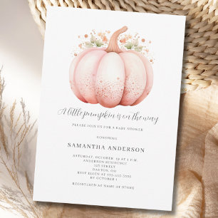 Rosa kleines Kürbismädchen Baby Shower Einladung