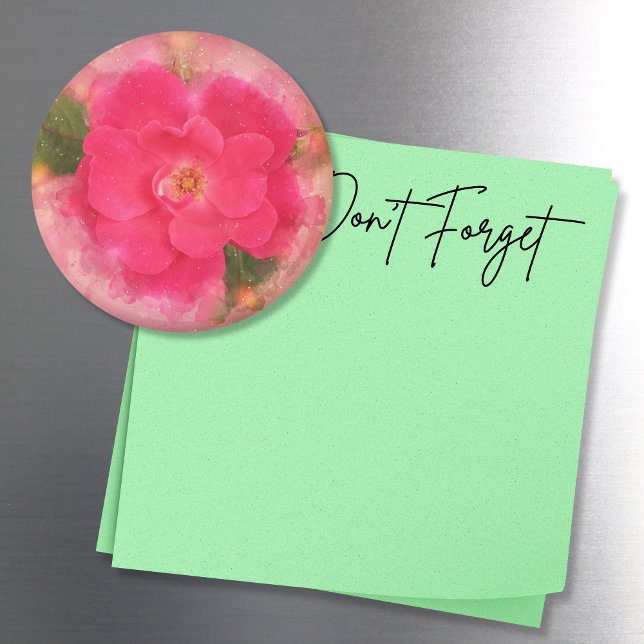 Rosa Knockout-Rose Magnet (This watercolor style pink knockout rose photo magnet adds a pretty touch to any magnetic surface!)