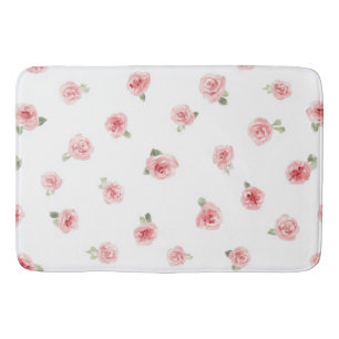 Rosa Knospe Aquarell Blumen Vintage Rose Weiß Badematte