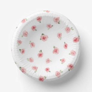 Rosa Knospe Aquarell Blumen Vintage Rose Weiß Pappteller