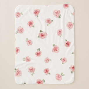 Rosa Knospe Aquarell Blumen Vintage Rose Weiß Sherpadecke
