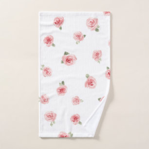 Rosa Knospe Wasserfarben Blumen Vintage Rose Weiß Handtuch