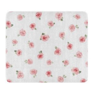 Rosa Knospe Wasserfarben Floral Vintage Rose Weiß Schneidebrett