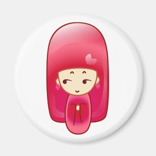 Rosa kokeshi magnet