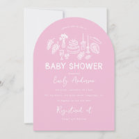 Rosa Kokett Moderne, handgezogene Babydusche