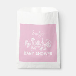 Rosa Kokett Moderne, handgezogene Babydusche Geschenktütchen