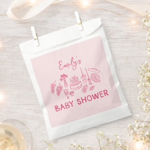 Rosa Kokett Moderne, handgezogene Babydusche Geschenktütchen