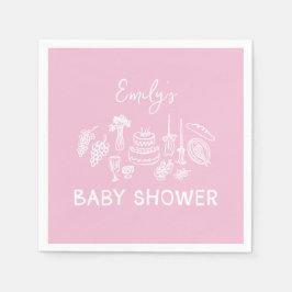 Rosa Kokett Moderne, handgezogene Babydusche Serviette
