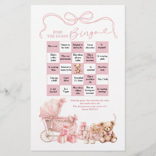 Rosa Kokette Baby-Kinderwagen Finde den Gast Bingo