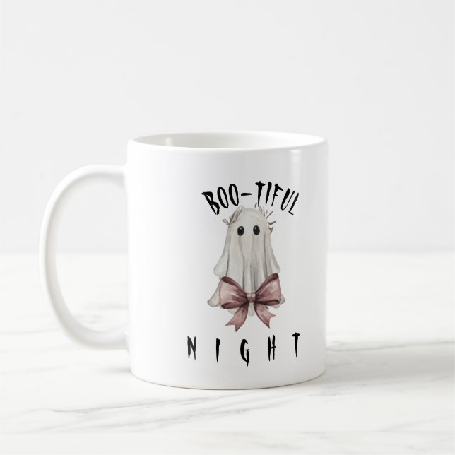 Rosa Kokette Halloween-Geist-Kaffeetasse Kaffeetasse (Links)