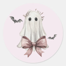 Rosa Kokette Halloween-Geister-Rundsticker