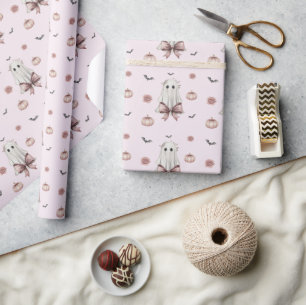 Rosa Kokette Halloween-Geister-Verpackungspapier Geschenkpapier
