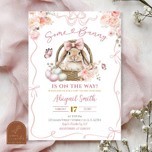 Rosa kokette Mädchen Osterhase Baby Shower Einladung