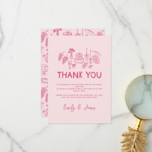 Rosa Kokette moderne Hand gezeichnet Danke