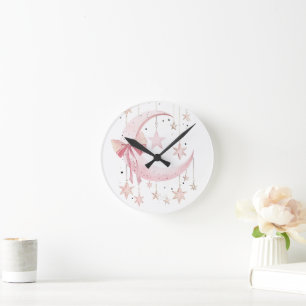 Rosa Kokette Runde Wanduhr