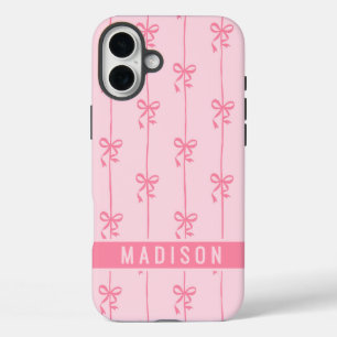 Rosa Kokette-Schleifen Moderne Personalisierte Nam iPhone 16 Plus Hülle