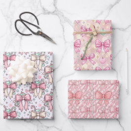 Rosa Kokette-Zuckerstange Geschenkpapier Set