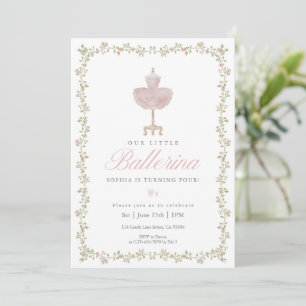 Rosa Koketten-Ballerina-Schleifenband-Mädchen-Gebu Einladung