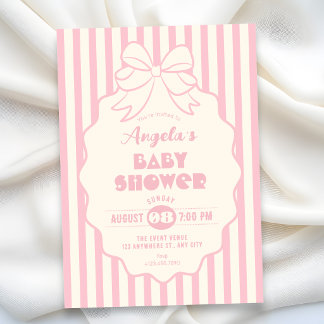 Rosa Koketten-Schleife Baby Shower Einladung