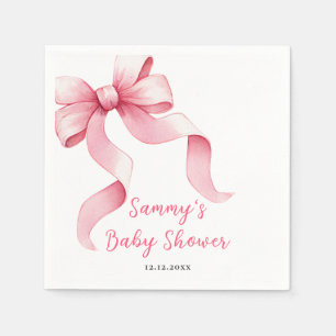 Rosa Koketten-Schleife Baby Shower Serviette