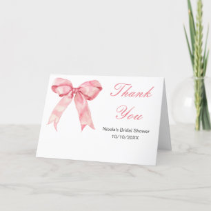 Rosa Koketten-Schleife-Bridal-Shower Dankeskarte