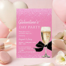 Rosa Koketten-Schleife Galentine's Day-Party Einladung