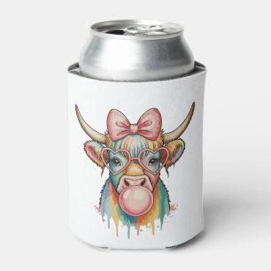 Rosa Koketten-Schleife Highland-Kuh Bubblegum Dosenkühler
