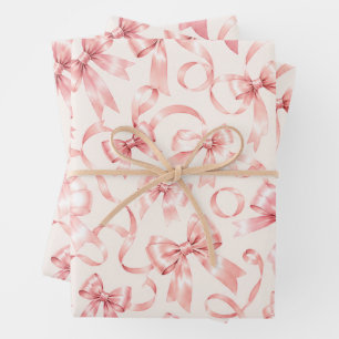 Rosa Koketten-Schleifen-Geschenkpapier   Weibliche Geschenkpapier Set