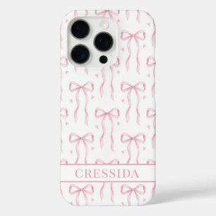 Rosa Koketten Schleifen Monogramm iPhone 16 Pro Hülle