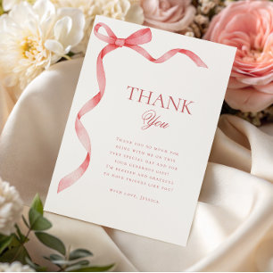 Rosa Kokettenband-Bogen-Bridal-Shower-Dankeschön Dankeskarte