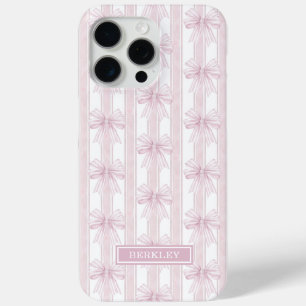 Rosa Kokettenbögen auf gestreiften Monogrammen Case-Mate iPhone Hülle