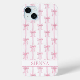 Rosa Kokettenbögen Gestreift Monogrammiert Case-Mate iPhone Hülle
