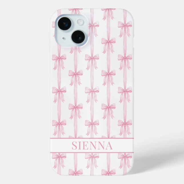 Rosa Kokettenbögen Gestreift Monogrammiert Case-Mate iPhone Hülle (Rückseite)