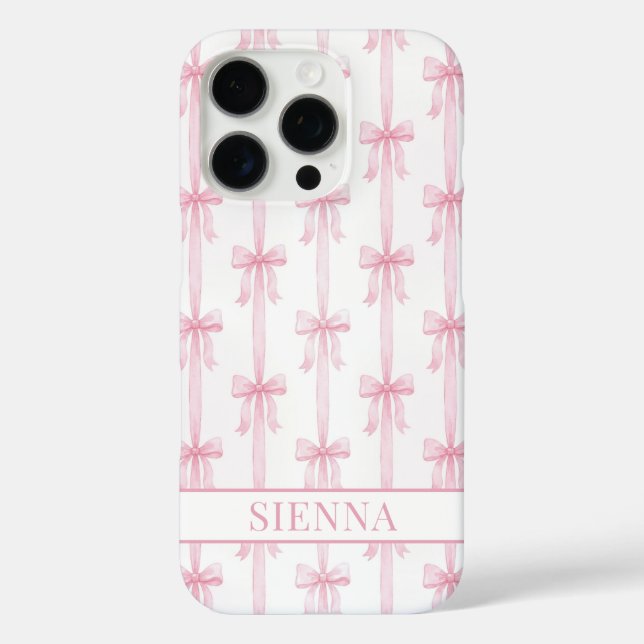 Rosa Kokettenbögen Gestreift Monogrammiert iPhone 16 Pro Hülle (Rückseite)