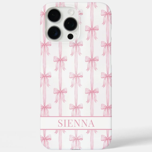 Rosa Kokettenbögen Gestreift Monogrammiert iPhone 16 Pro Max Hülle (Rückseite)