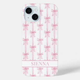 Rosa Kokettenbögen Gestreifte Monogrammierte Case-Mate iPhone Hülle