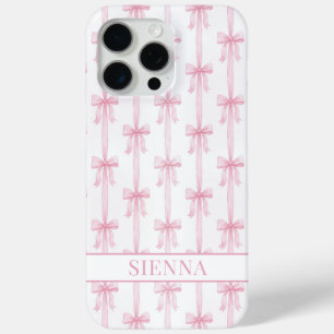 Rosa Kokettenbögen Gestreifte Monogrammierte Case-Mate iPhone Hülle