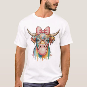 Rosa Kokettenschleife Highland-Kuh Bubblegum T-Shirt